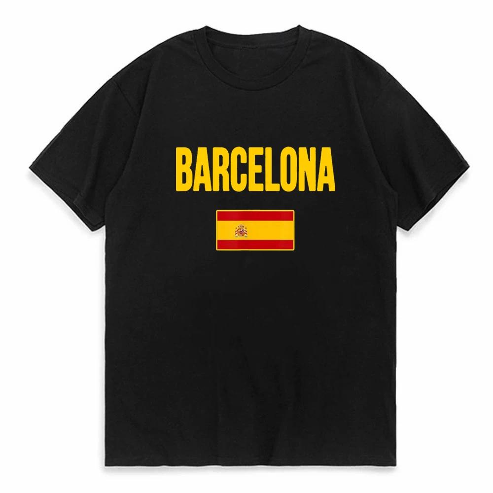Unisexs Summer Barcelona Design Print T Shirts Casual Faith Y2k TShirt Unisex Short Sleeved Tees Loose Pure Cotton Tops For Male