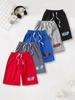 Boys Sports Shorts | HOP Letter With Box‑Style O Graphic Print | 5 Colors Elastic Waist