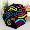 1pc Abstract Patterns Automatic Open/close Folding Compact Umbrella, 8 Rib Sturdy Canopy, Lightweight Portable, Everyday Use, Gift,,113
