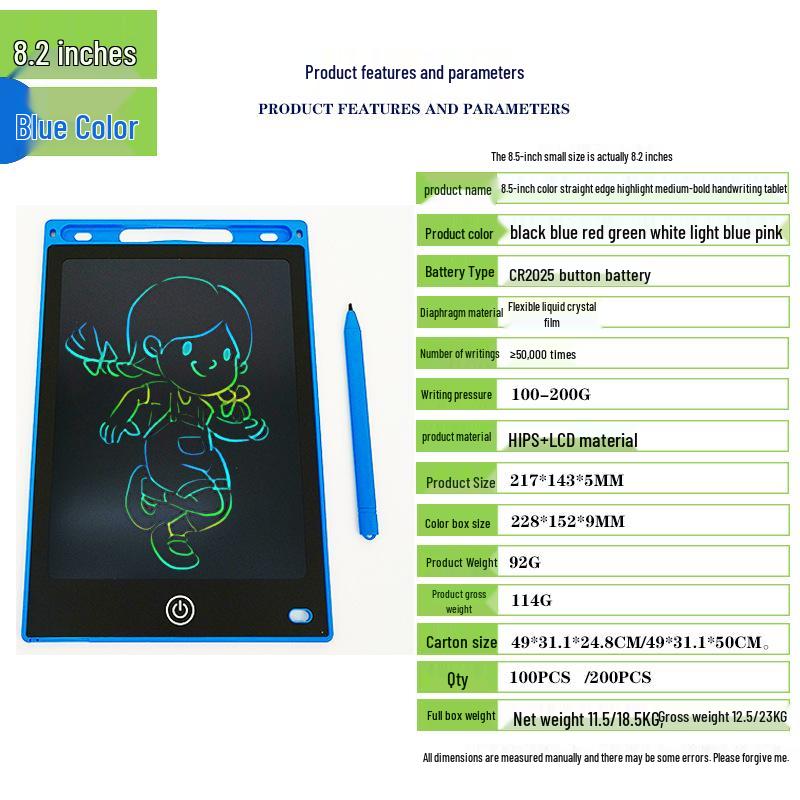 Kids' LCD Drawing Tablet - 6.5/8.5/10/12 Inch with One-Click Clear Screen