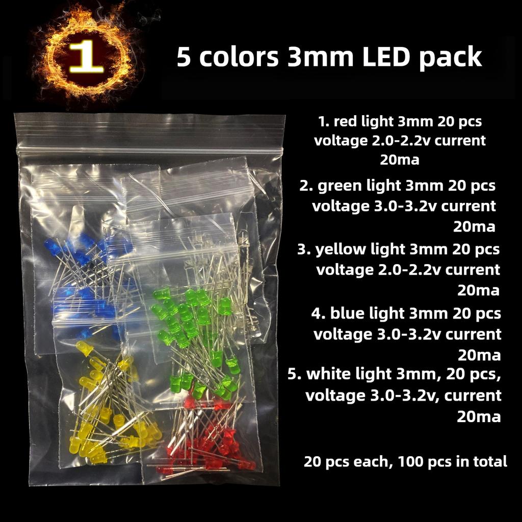 1500Pcs Electronic Components Starter Kit Resistor Capacitor LED Diode Transistor Assortment Pack for DIY Arduino