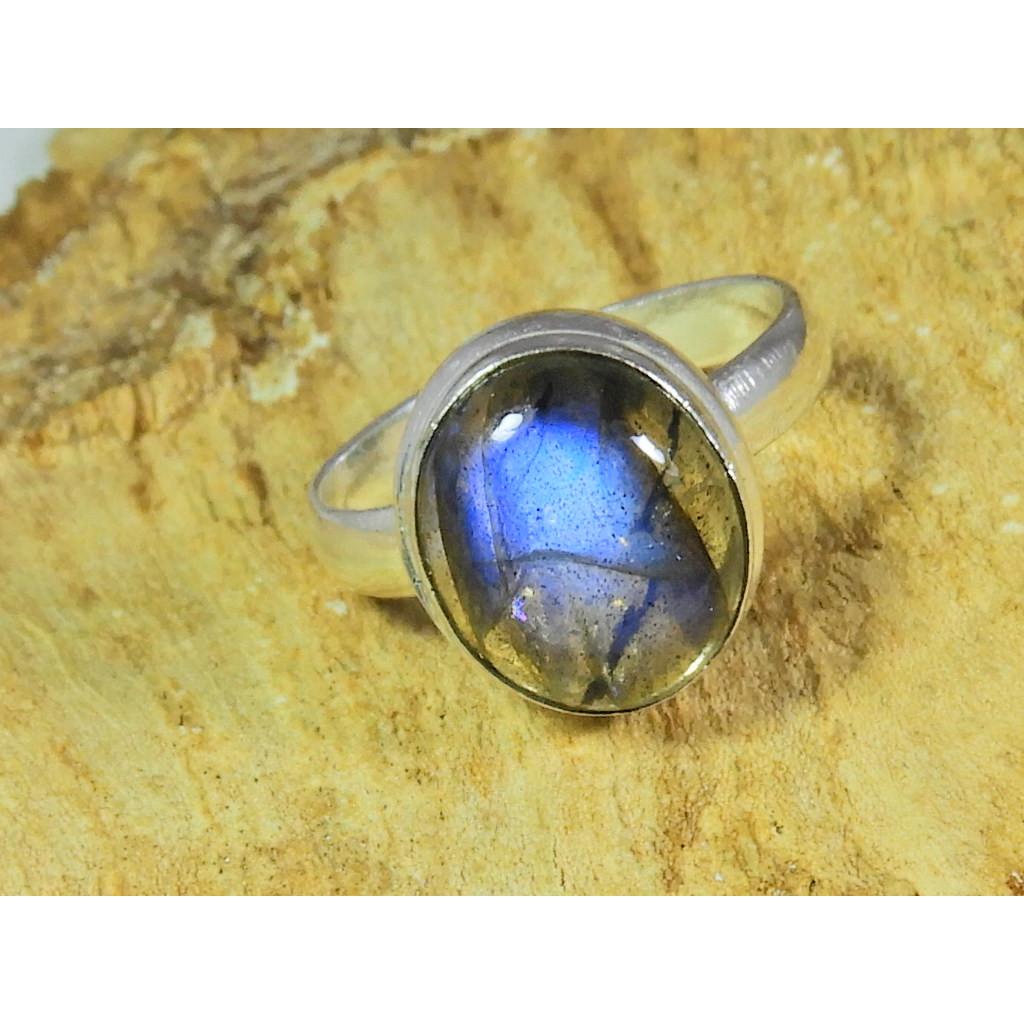

Natural Blue Labradorite Gemstone 925 Solid Sterling Silver Ring Size US-7 PG-213