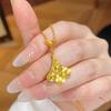 Luxury Pure Gold Real Gold Women's Ice Crushed Ginkgo Leaf Pendant Necklace Small Skirt Clavicle Chain