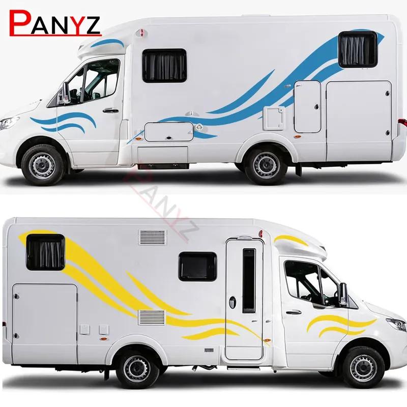 6PCS Motorhome Stripes Vinyl Stickers For Camper Van Horsebox Caravan RV Car Tuning Accessories Decoration Decals