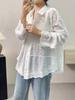 Floral Pattern Button Front Blouse, Casual Long Sleeve Blouse For Spring & Fall, Women's Clothing