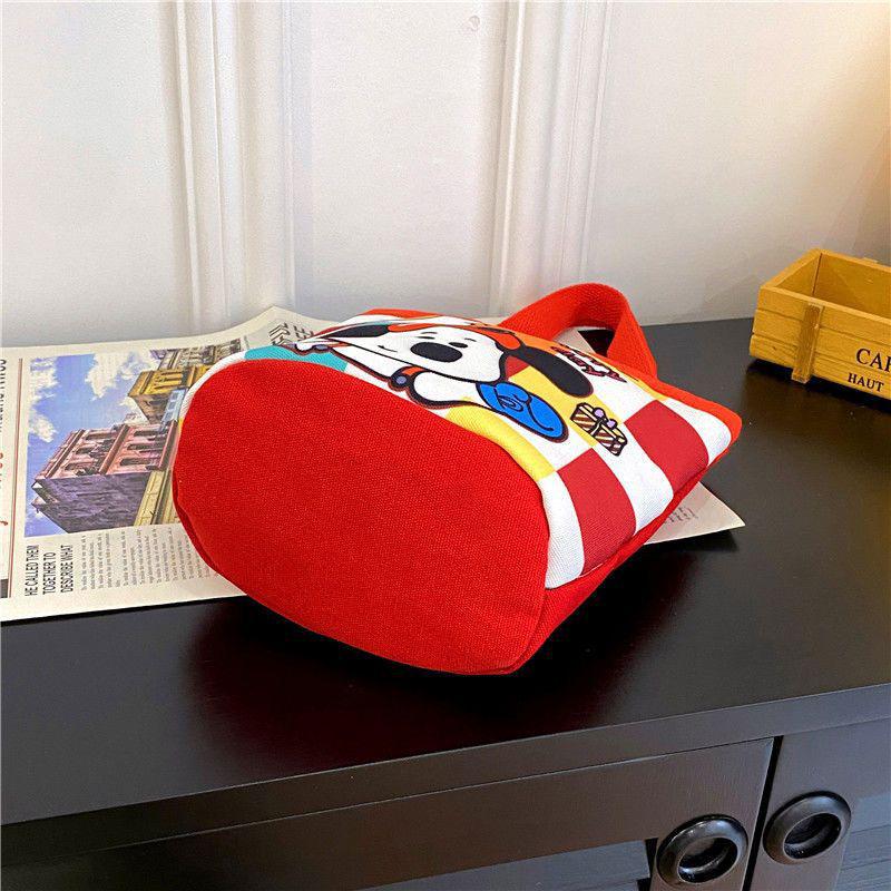 Cartoon Cute Animal Canvas Large-Capacity Handbag Women Bucket Totes Shopper Lunch Bags