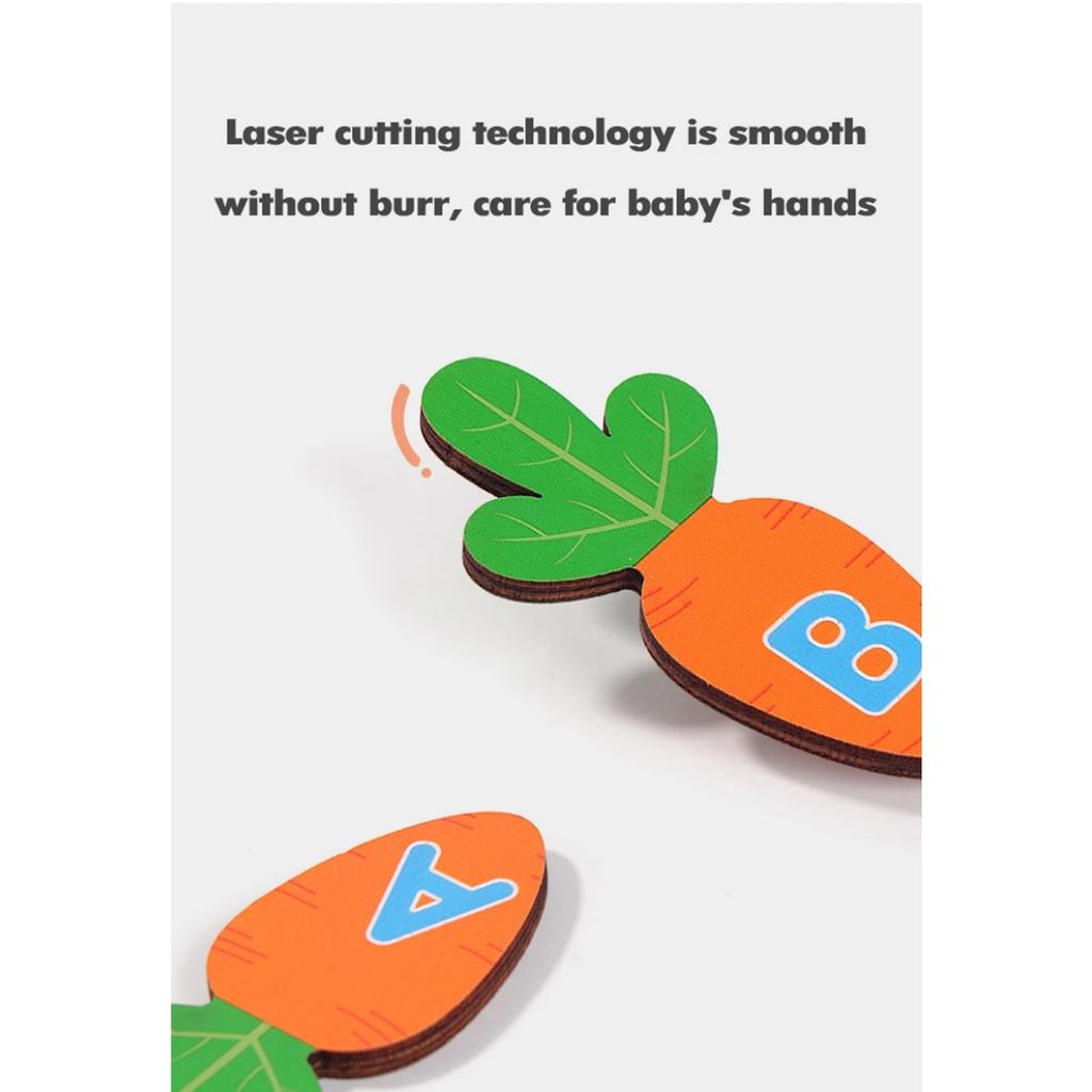 Children Pulling Carrot Language Learning Toys Montessori Game Wooden Box Farm Harvest Radishes Alphabet Early Educational Toys