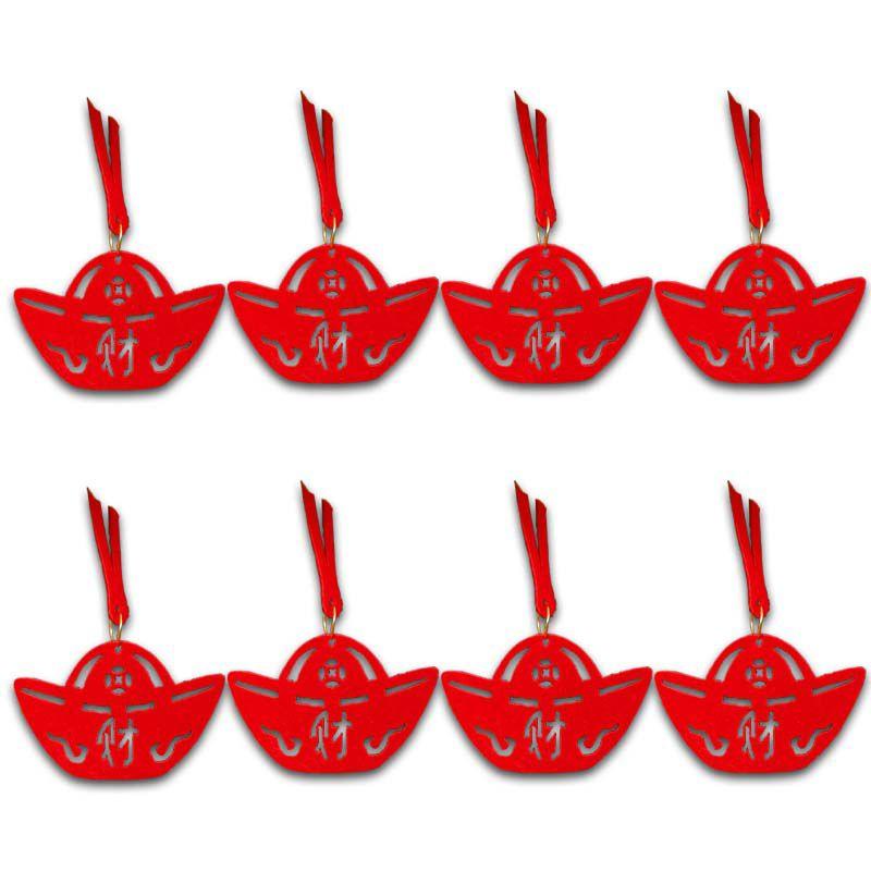 8pcs Chinese New Year Cny Outdoor Red Decor Festival Bonsai Money Tree Pendant For Festive Celebrations