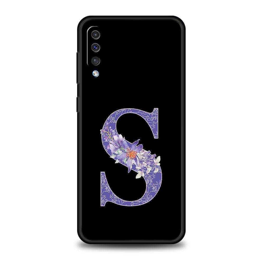Letters Purple Flower Phone Case For Samsung Galaxy A56 A36 A26 A34 A17 A16 A06 A14 A12 A54 A72 A24 A22 A70 A52 A50 A40 A32Cover