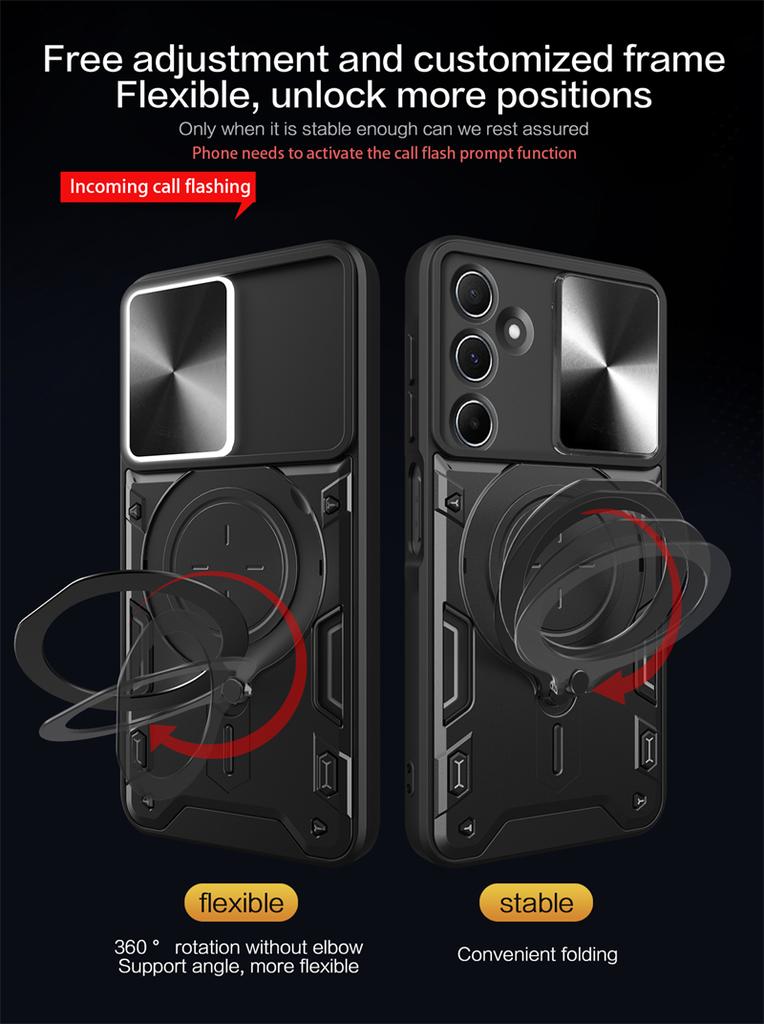 For Ssmsung Galaxy M15 M35 M55 5G Case Slide Lens Protect Armor Phone Case For Samsung M 15 35 55 Magnetic Ring Stand Back Cover