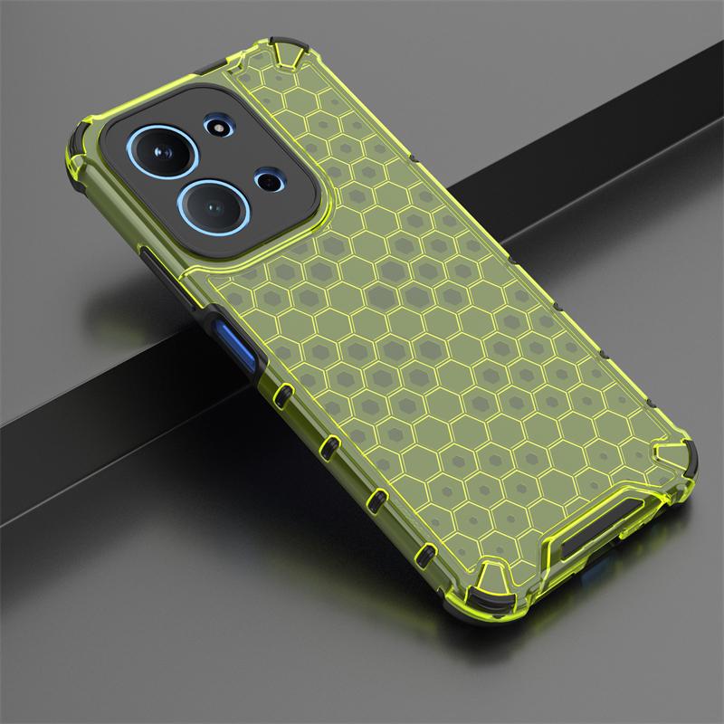 Transparent Phone Case For Xiaomi Poco C85 Anti-knock Honeycomb Armor PC Back Case For Poco C85 Cover For Poco C85 Case 6.9 Inch