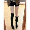 Pointed high-heeled knee boots New thick-heeled elastic thin boots Skinny boots