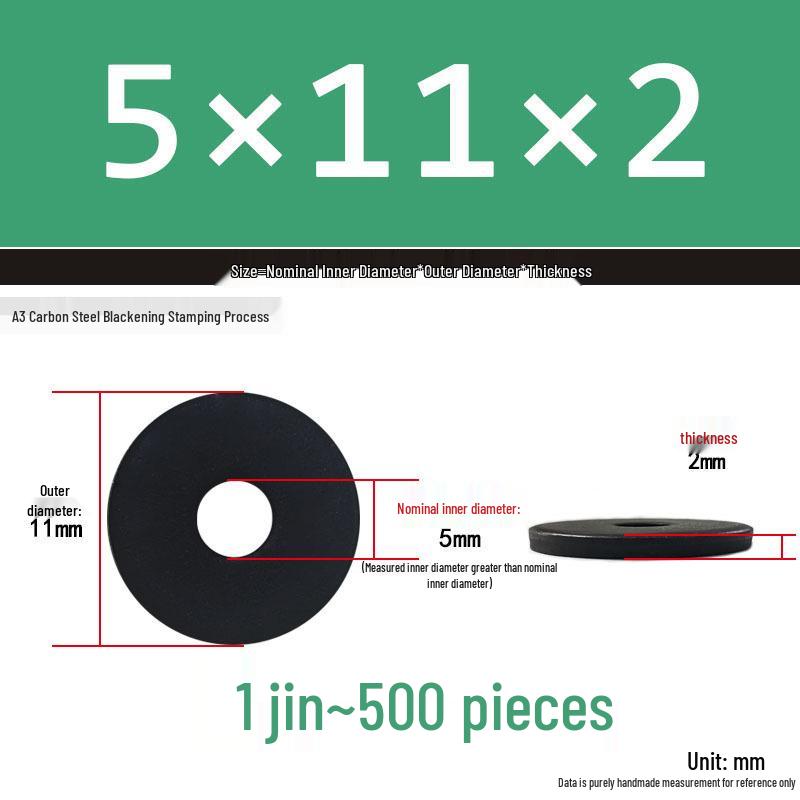 Blackened Thickened Metal Flat Washer Spacer, Round, M3-M42