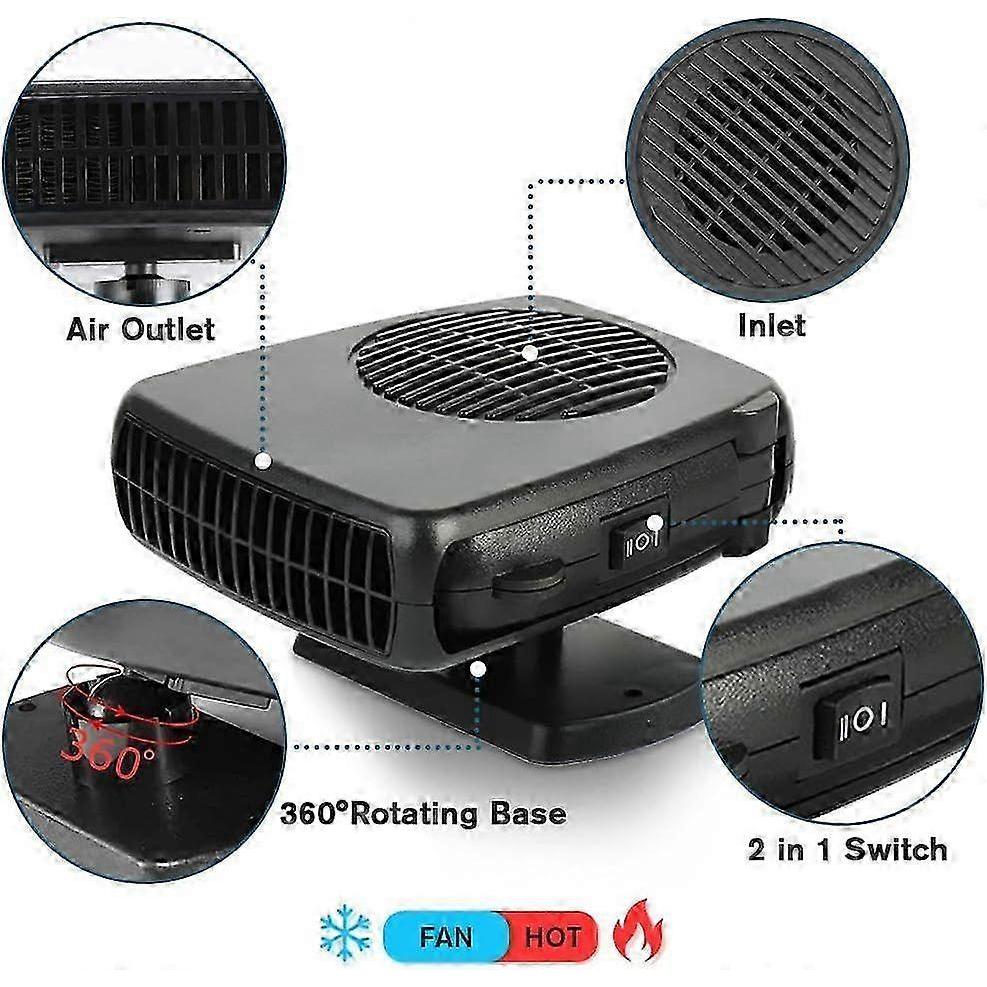 12V and 150W New Upgrade Portable Car Heater, 2 in 1 Heater & Fan, Automobile Windshield Defroster Fan, Car Defroster That Plug into Cigarette Lighter