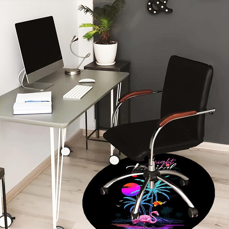 

1pc Tropical Night Scene with Flamingo and Palm Trees Round carpet, Perfect for Decorating Chairs, Living Rooms, Or Bedrooms, for Living Room.185 80cm by 80cm