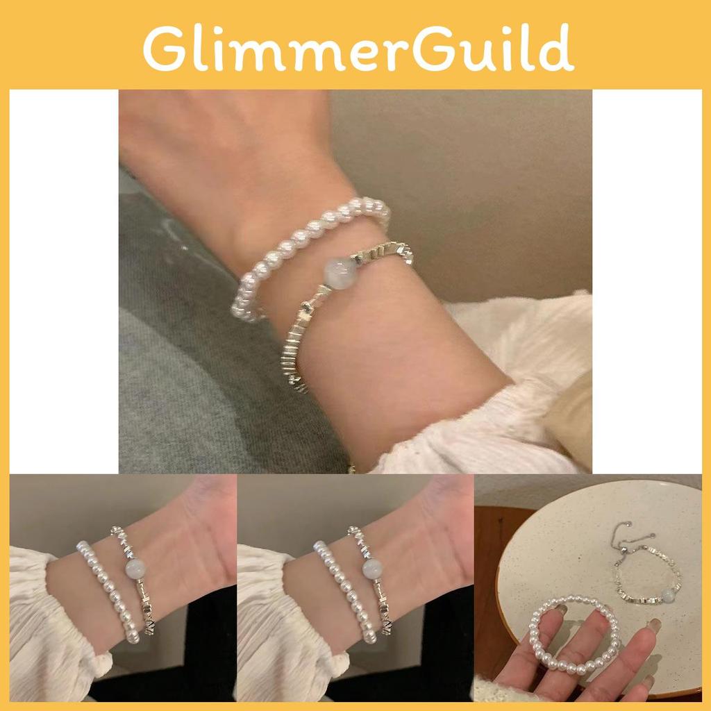 Exquisite Irregular Silver Pearl Layering Bracelet Chic Fashionable Jewelry