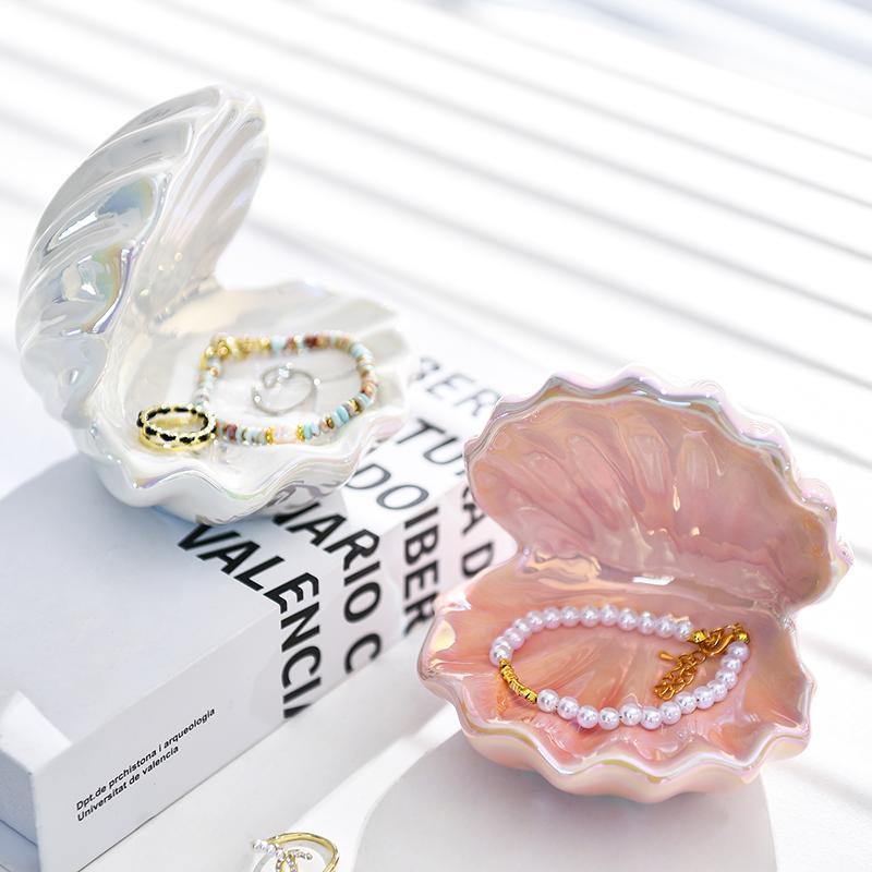 Creative Shell Storage Jewelry Box Ceramic Crafts Dressing Table Necklace Earrings Display Tray Home Entrance Key Storage Tray