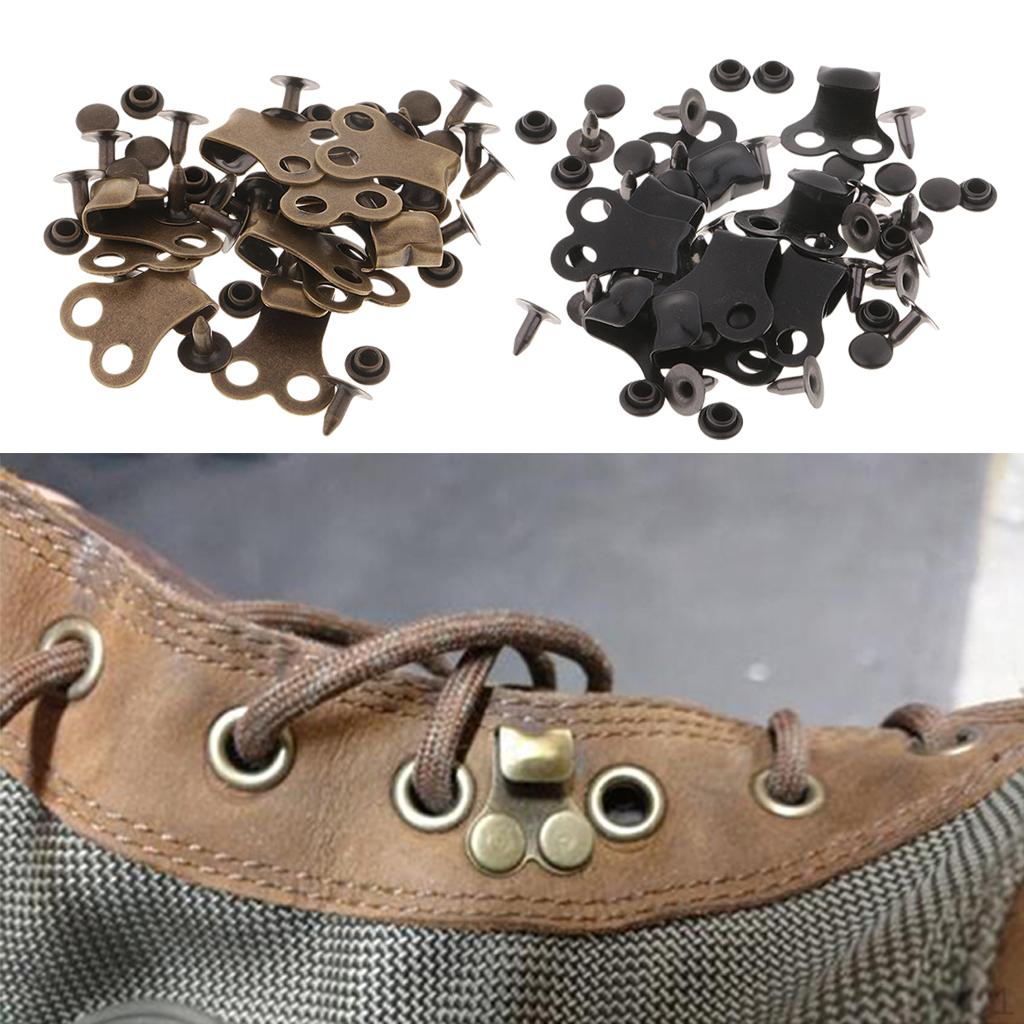 

20 комплектов крючков для шнурков ботинок, фитинги, заклепки для