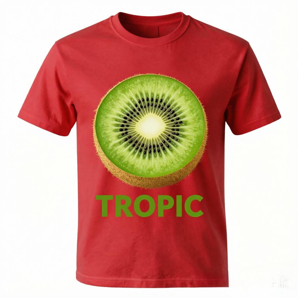 Unisex 100 Cotton Oversize T Shirt Tropic Realistic Kiwi Slice Print Casual Summer Short Sleeve Tee