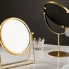 Retro Dressing Table Makeup Mirrors Desktop Portable Rotating Vanity Mirror Metal Wrought Iron Makeup Mirror  Room Decoration