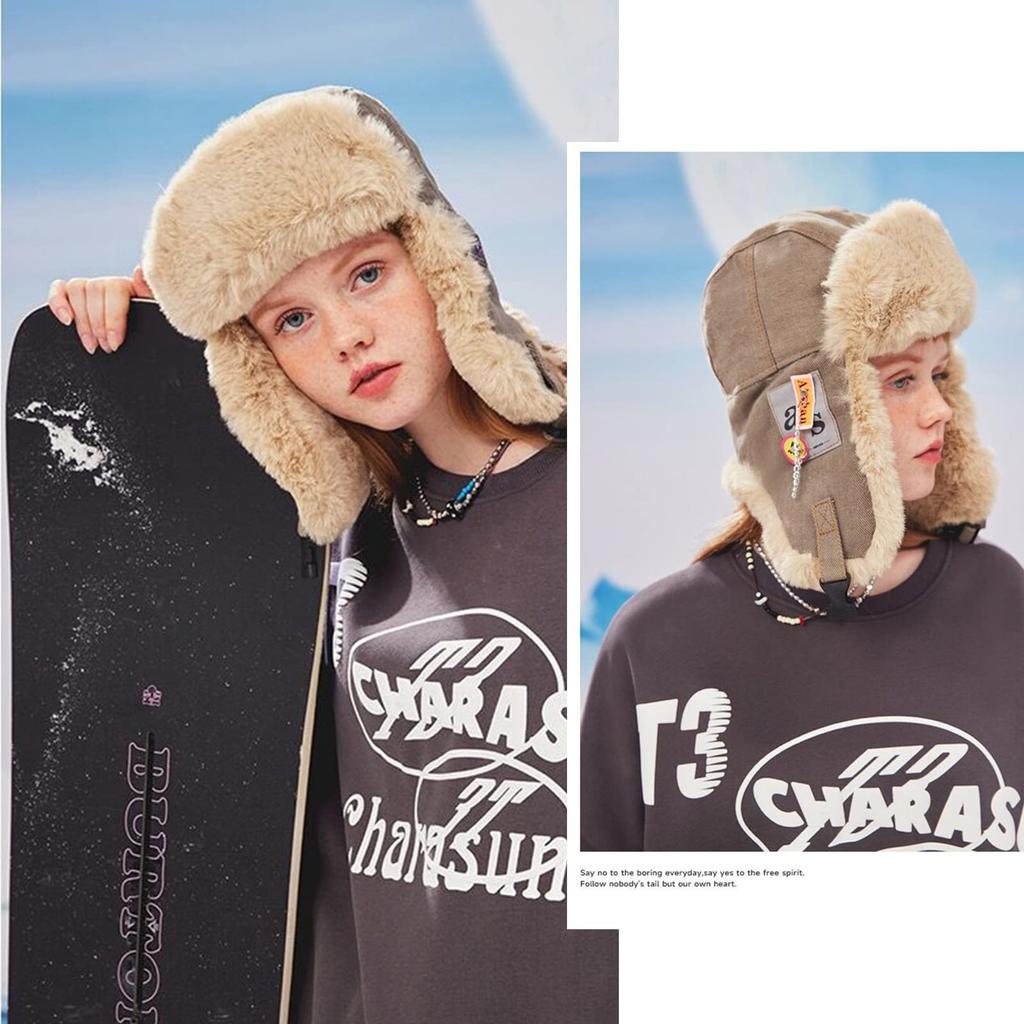 Croogo Pilot Warm Flight Cap with Ear Perfect for Winter Snow Mountain Winter and Outdoor Work Cap, Mid-Winter Fleece-Lined Flaps, Unisex, Commuting,