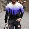 Retro Graffiti 3D-Druck Sommer Herren Rundhals-T-Shirt Lässiges Langarm-T-Shirt Übergroßer Pullover Modetrend Herrenbekleidung