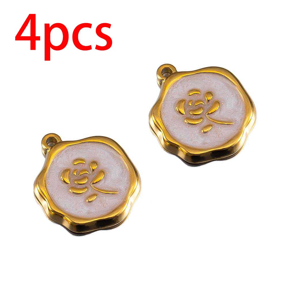 4-8pcs Stainless Steel Enamel Star Heart Eye Shell Sun Round Random Charm Base Anklet Pendant DIY Earring Necklace Jewelry Makin