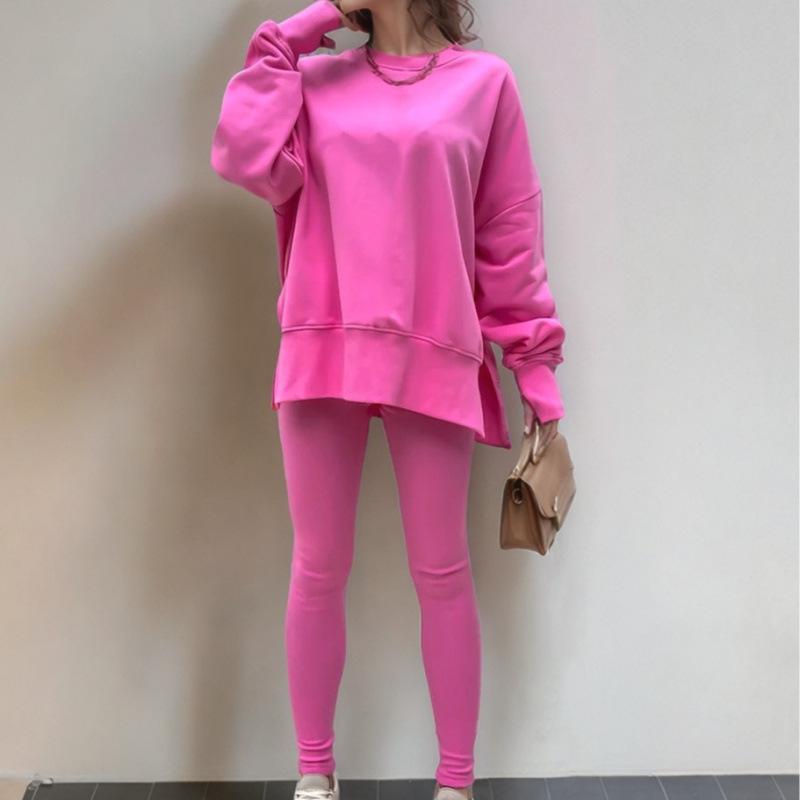 Women's European & American Casual Loose Sweatshirt and Skinny Pants Set - 2025 Autumn/Winter Collection