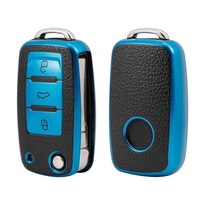 TPU Leder Autoschlüssel Hülle Vollständige Abdeckung Schutz Shell Tasche für VW Volkswagen Polo Tiguan Passat Golf Jetta Lavida Skoda Octavia