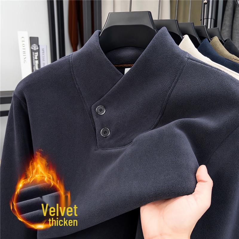 Oli Men's Velvet Scarf Collar Sweatshirt - Stylish, Warm, Thick Base Layer for Autumn/Winter