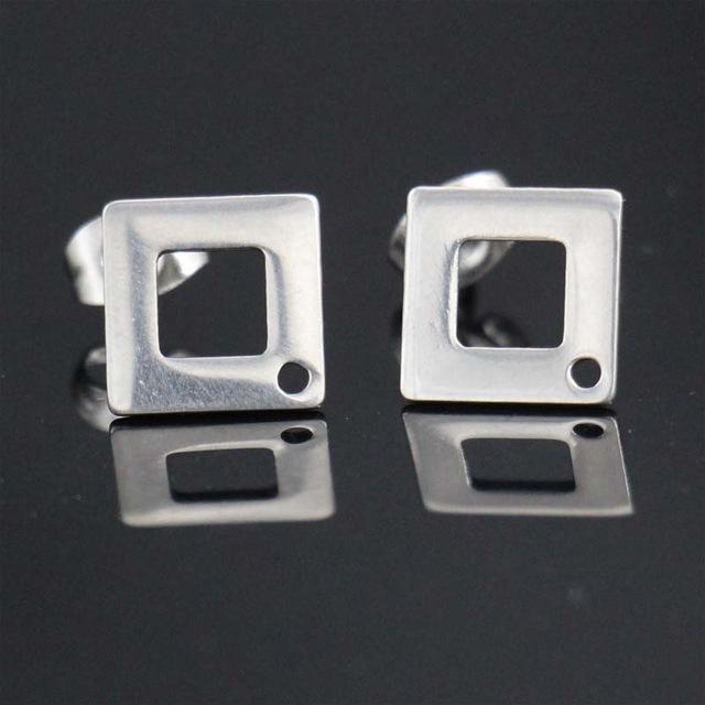 50pcs/lot stainless steel earrings connector findings stud earring post with For DIY Jewelry Making Findings Accessories