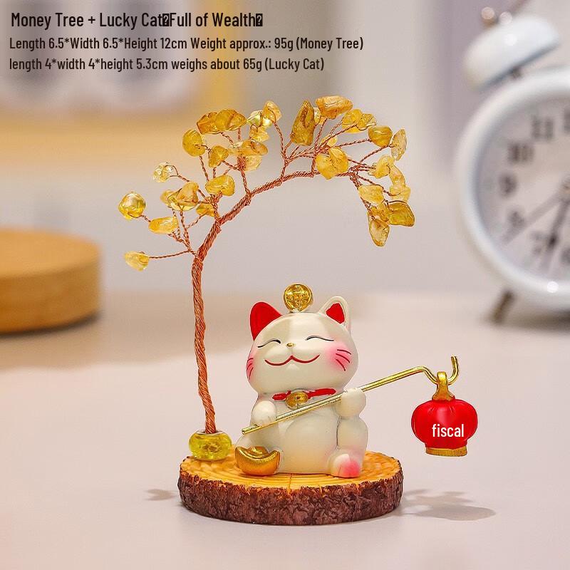 Lucky Cat & Crystal Money Tree Ornament