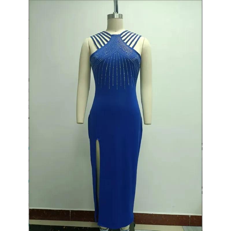 Kvinners Ermeløs Hot Diamond Splitt Lang Festkjole