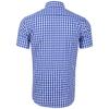 Men'S Lapel Short-Sleeved Shirt Casual Small Check Short-Sleeved Shirt