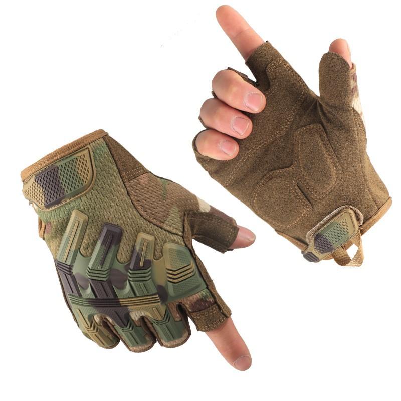 Guantes Tácticos de Medio Dedo Ciclismo Escalada Trabajo al Aire Libre Antideslizantes Grosor Medio Talla Adulto M L XL
