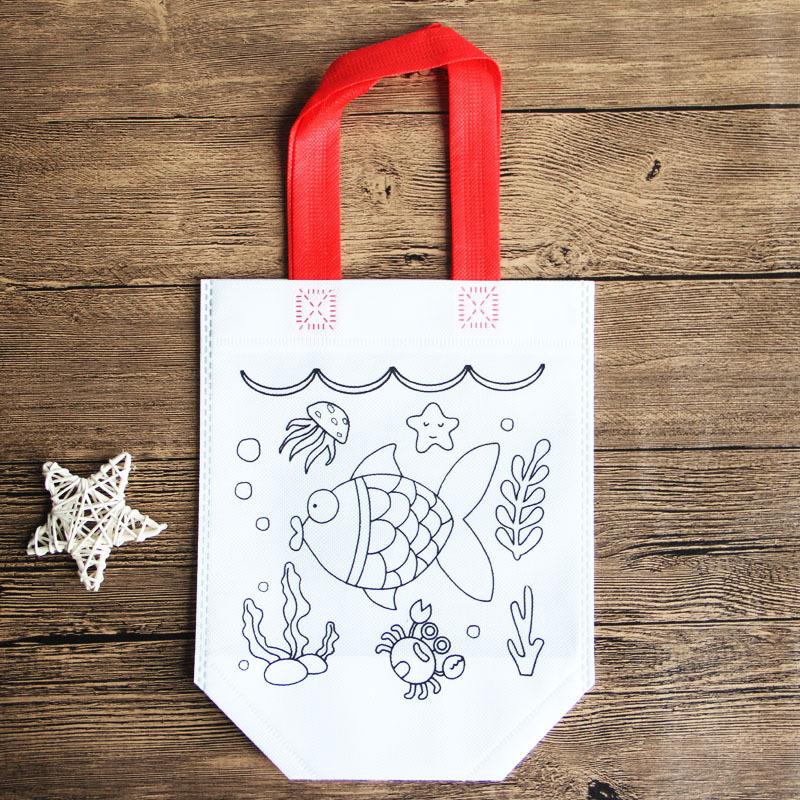Non-Woven Graffiti Bag Diy Garbage Sorting Bag Children'S Hand-Painted Production Coloring Painting Handbag Material