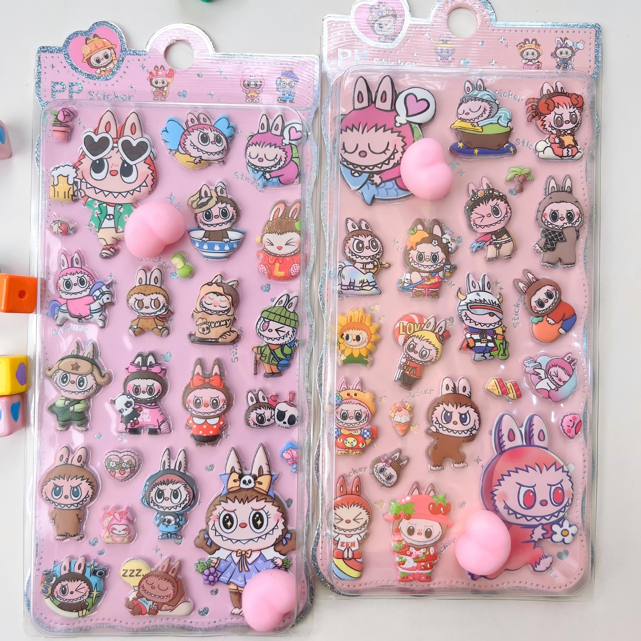 Ninrikidy Butt Puni Puni Seal Puffy Character 3D Embossed Notebook Stickers Set B Glitter Kids Girls DIY Album Decoration