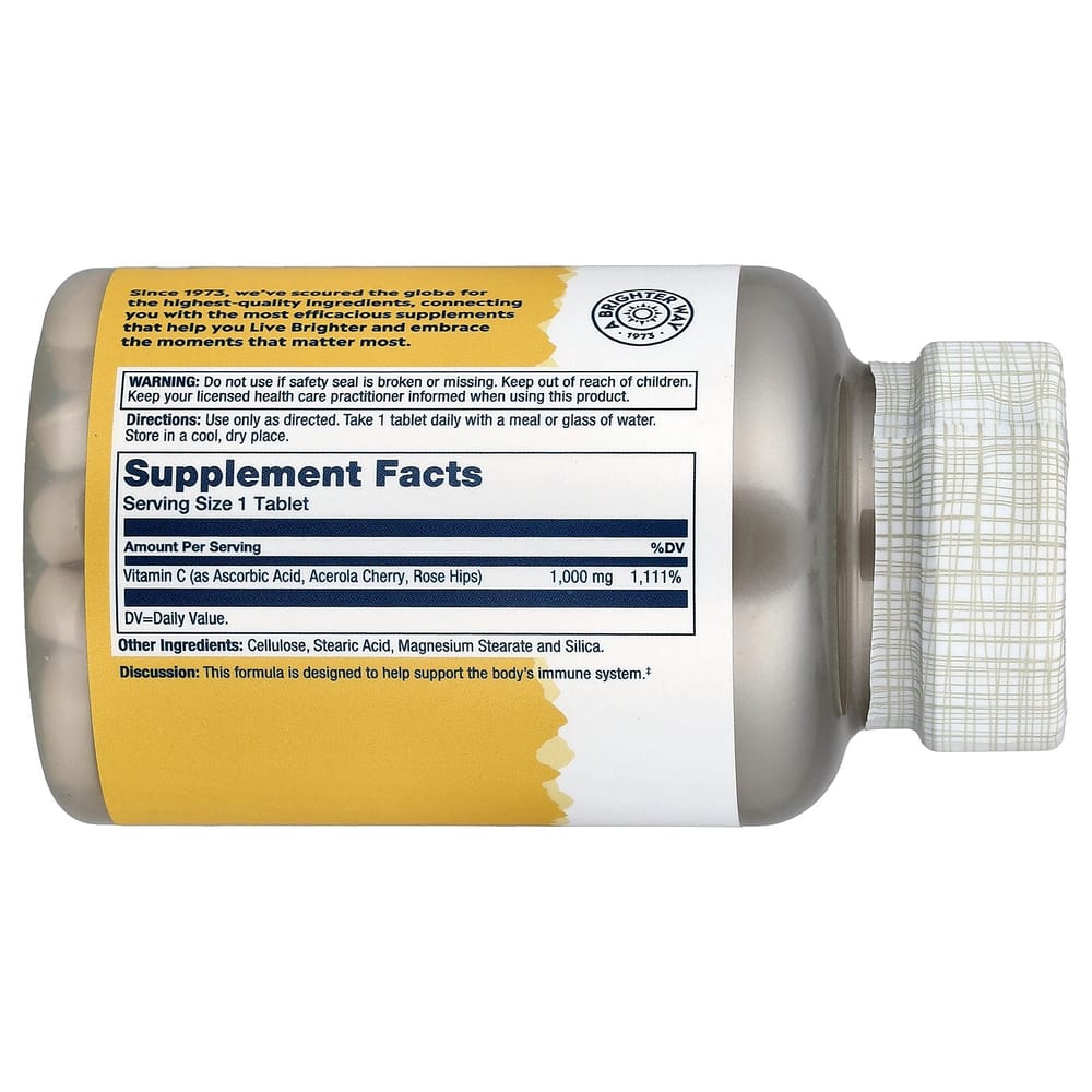 Solaray Sustained Release Vitamin C with Rose Hips & Acerola, 1000mg, 100 Tablets