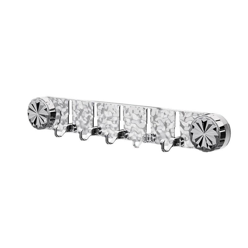 Punch-Free Suction Cup Bathroom Wall Hooks - Five-Row Adhesive, Traceless, Door Storage Rack