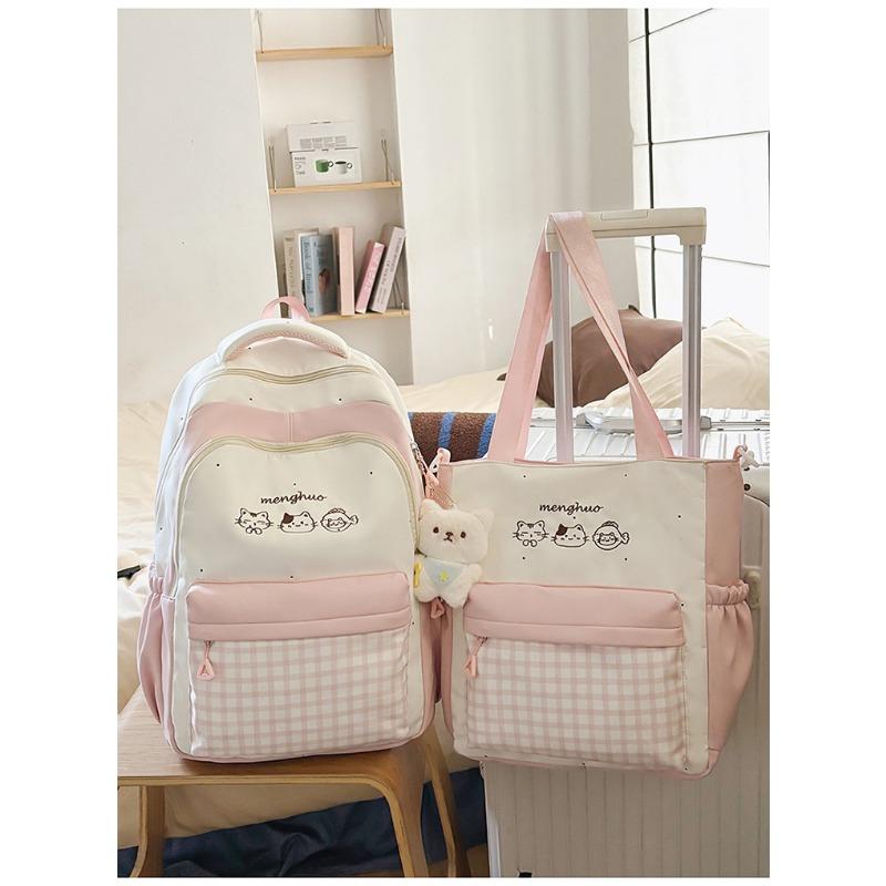 Light and Large-capacity Backpack, New High-value, Fresh and Sweet Plaid Schoolbag for Junior High School Students