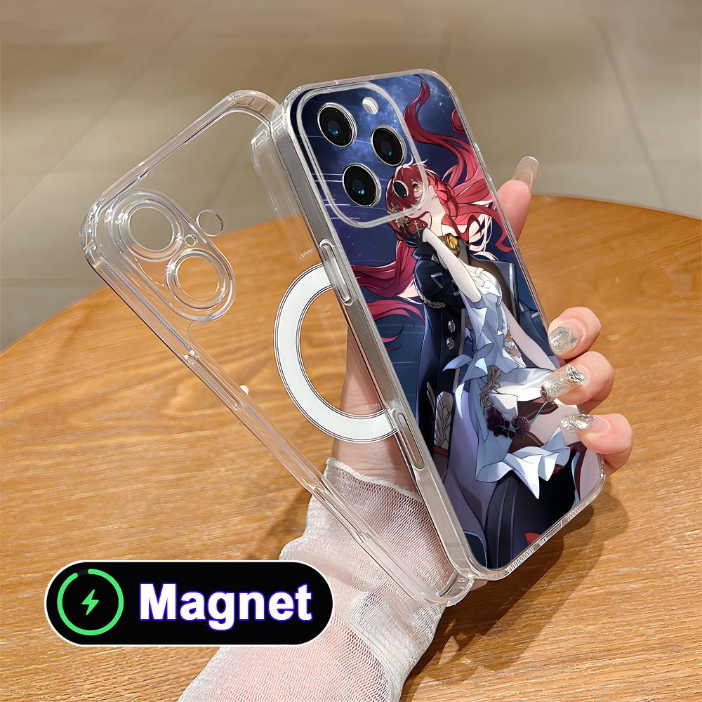 HSR Himeko Clear TPU Magsafe Mobile Phone Case for iPhone 17 16 15 14 13 12 11 Air Pro Max Plus Mini Colorful Cover