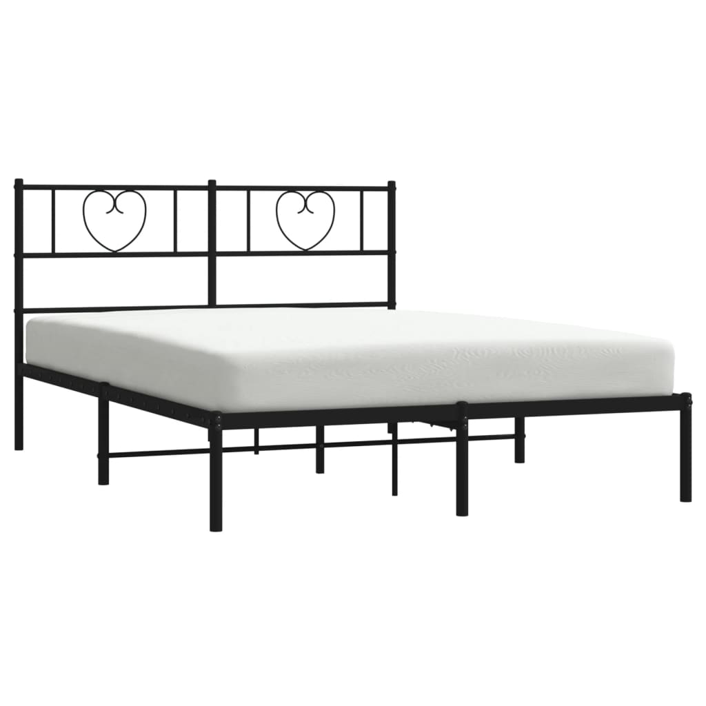 Metal Bed Frame with Headboard Black 120 X 200 Cm