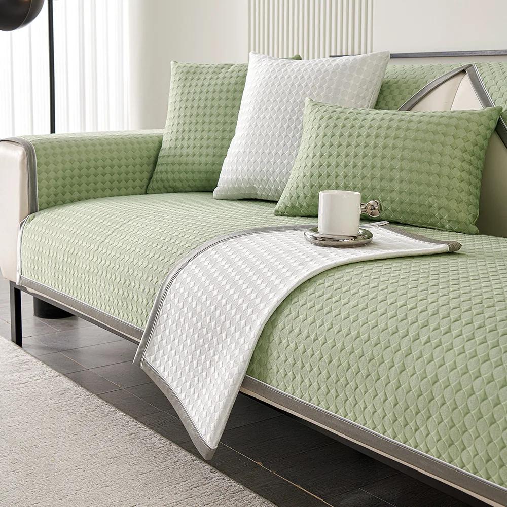 Issilke Sofapute Ensfarvet Fire Sesonger Universell Sofapute Stue Støvtett Sklisikker Kjølig Følelse Sofatrekk