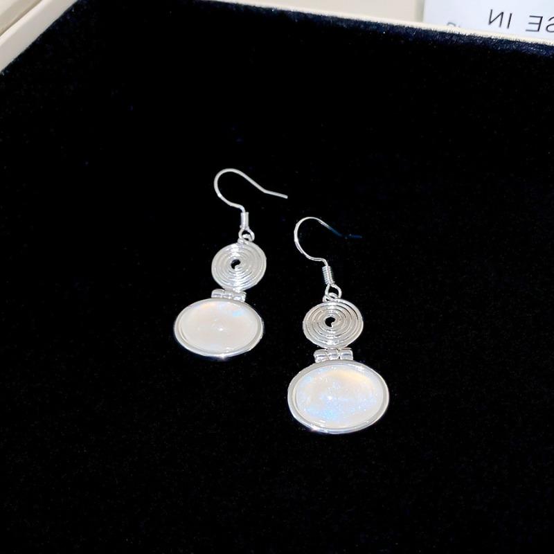 New resin oval gourd ear hook necklace set fashion design sense niche temperament jewelry women