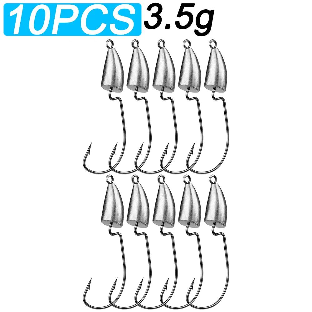 10PCS Metal Jig Head Worm Hook 3.5g 7g 10g 20g Weight Crank Fishhooks Gear Sinker Pesca for Lure Texas Rig Fishing Tackle Kit