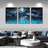 Sailboat on The Lake Deep Night Still Life Canvas Prints Moon Light Natural Landscape Poster Home Wall Art Living Room Decor