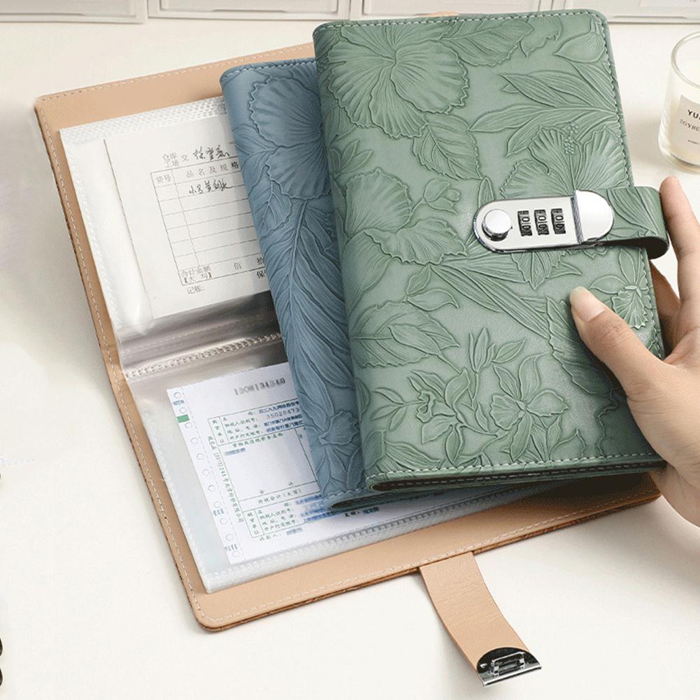Bank Ledgers Book With Password Lock Mini Pu Leather Money Savings Book User-Resettable Password Notes Deposit Book Organiser