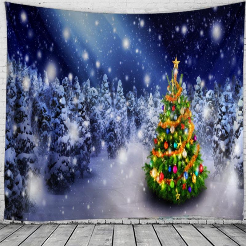 Home Decor Tapeçaria De Natal Wall Hanging Christmas Snow Christmas Tree Printing Christmas Tapestry Wall Decor Backdrop Fabric