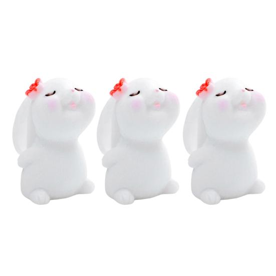 3 Pcs Mini Resin Rabbit Figurine Tiny Cartoon Bunny Sculpture Miniature Animal Fairy Garden Ornament for Moss Landscape DIY Plant Pot Home Decor