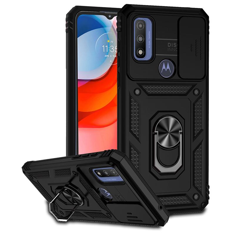 For Motorola Moto G Play 2023 Case Slide Lens Shockproof Armor Phone Case For Motorola G Pure G Power 2022 Ring Stand Back Cover
